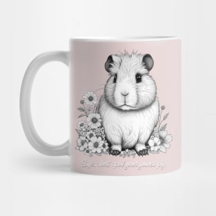 Cute Guinea Pig illustration in Black and White Mug